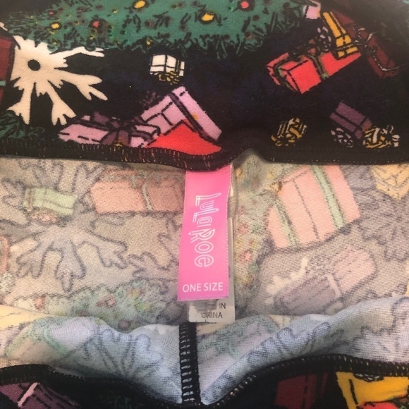 LulaRoe Christmas leggings with gifts and christmas trees in multi colors - Picture 3 of 3